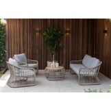 Bruno lounge balkonset 2 personen | wicker + teakhout | Desert Tan | 5-delig
