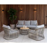 Bruno lounge balkonset 2 personen | wicker + teakhout | Desert Tan | 5-delig