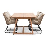 Gotenburg/Portofino Sahara Dust dining tuinset | 4 personen | teakhout + touw | 200cm