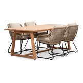 Gotenburg/Portofino Sahara Dust dining tuinset | 4 personen | teakhout + touw | 200cm