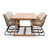 Gotenburg/Portofino Sahara Dust dining tuinset | 6 personen | teakhout + touw | 250cm