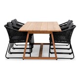 Gotenburg/Tulum Lava Grey dining tuinset | 6 personen | teakhout + touw | 250cm
