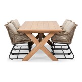 Riga/Portofino Sahara Dust dining tuinset | 6 personen | teakhout + touw | 250cm