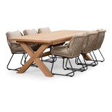 Riga/Portofino Sahara Dust dining tuinset | 6 personen | teakhout + touw | 250cm