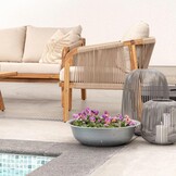 Bergamo stoel-bank loungeset 5 personen | touw + hardhout | zand | 4-delig