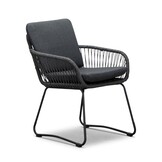 Riga/Harper Lava Grey stoel-bank dining tuinset | 6 personen | hardhout + touw | 250cm