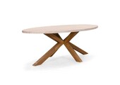 Lorento dining tuintafel 6 personen | polystone + hardhout | travertinlook | 240cm ovaal