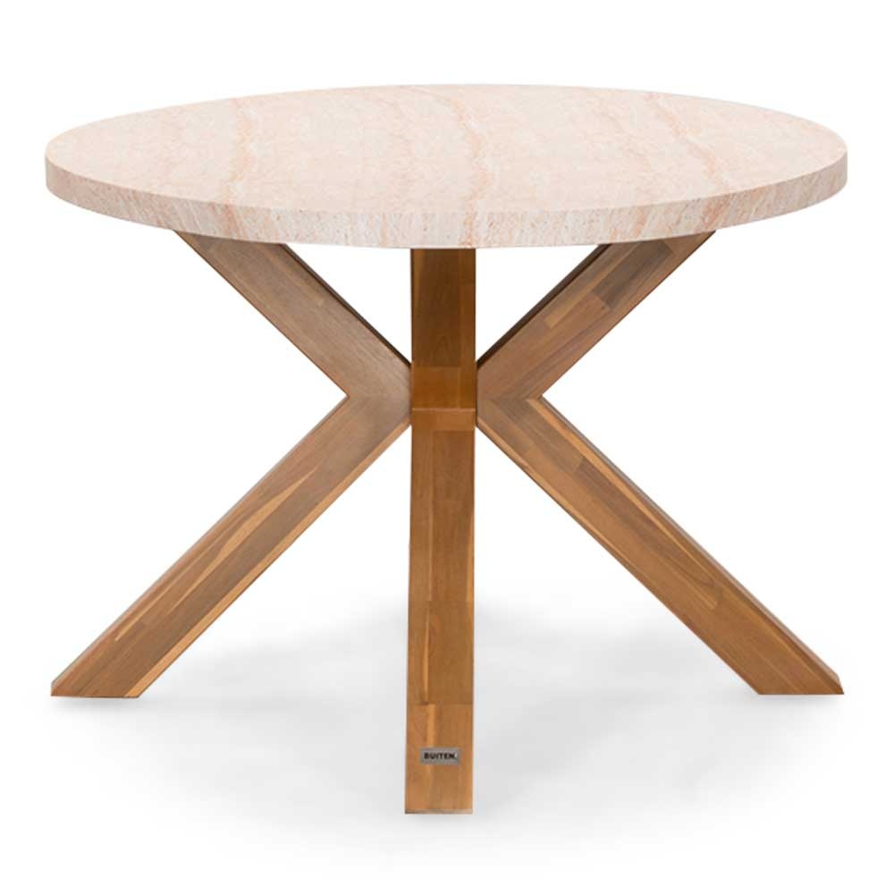 Lorento dining tuintafel 4 personen | polystone + hardhout | travertinlook | 200cm ovaal