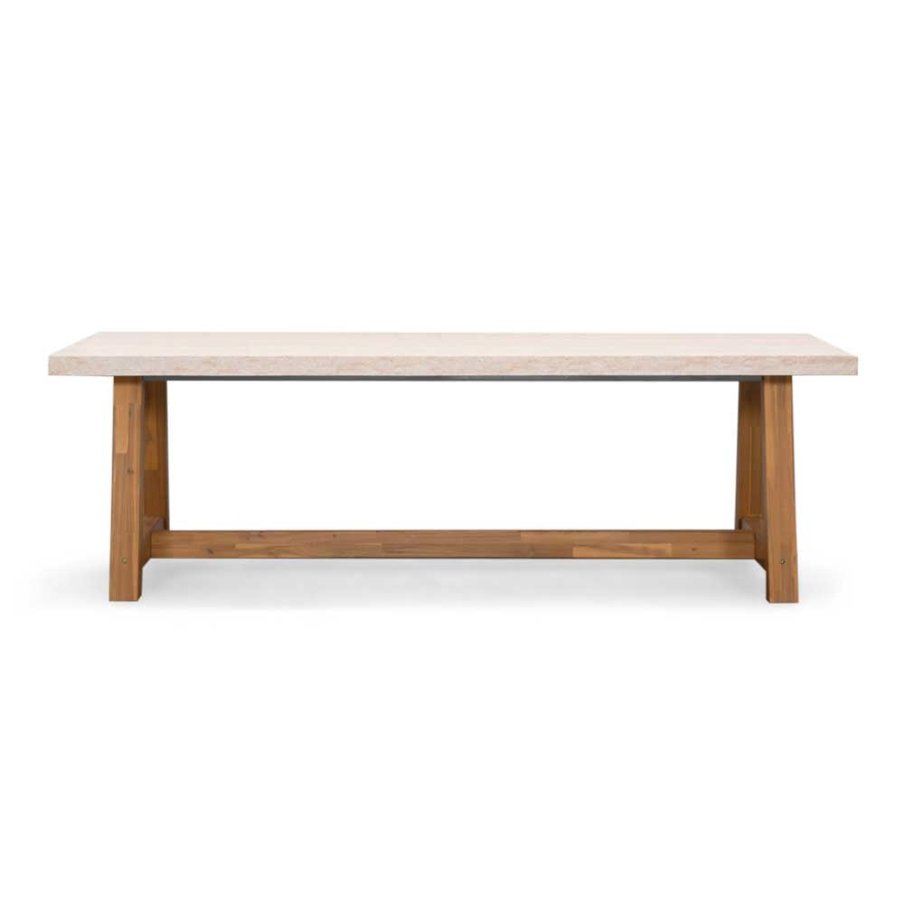Velora dining tuintafel 6 personen | polystone + hardhout | travertinlook | 250cm