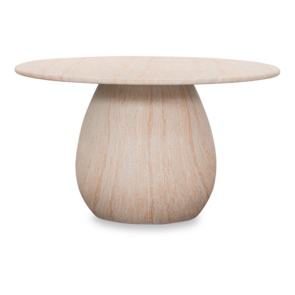 Joep dining tuintafel 4 personen | polystone | travertinlook | Ø135cm rond