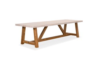 Velora dining tuintafel 8 personen | polystone + hardhout | travertinlook | 300cm