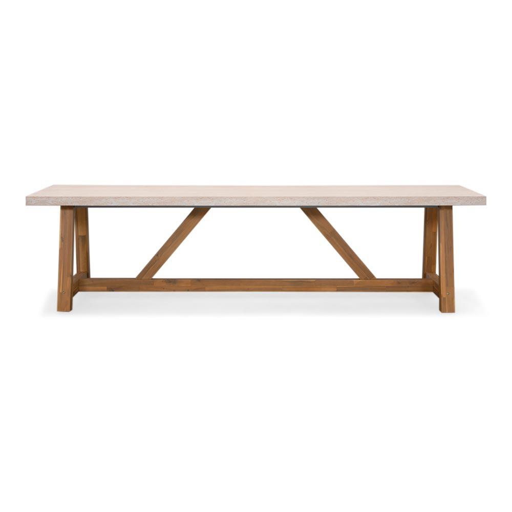 Velora dining tuintafel 8 personen | polystone + hardhout | travertinlook | 300cm