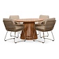 BUITEN living Palau/Harper Sandstone dining tuinset | 4 personen | teakhout + touw | 120cm