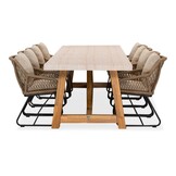 Velora/Portofino Sahara Dust dining tuinset | 8 personen | travertin + touw | 300cm
