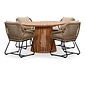 BUITEN living Palau/Portofino Sahara Dust dining tuinset | 4 personen | teakhout + touw | 120cm rond