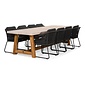 BUITEN living Velora/Tulum Lava Grey dining tuinset | 8 personen | travertin + touw | 300cm