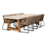 Velora/Tulum Sahara Dust dining tuinset | 8 personen | travertin + touw | 300cm