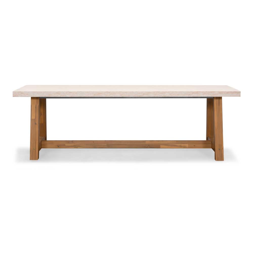 Velora/Harper Sandstone dining tuinset | 4 personen | travertin + touw | 200cm