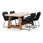 BUITEN living Velora/Harper Lava Grey dining tuinset | 4 personen | travertin + touw | 200cm