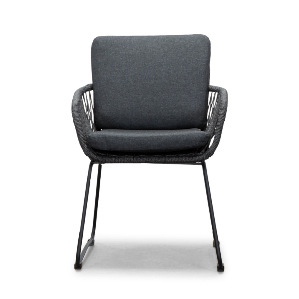 Velora/Harper Lava Grey dining tuinset | 4 personen | travertin + touw | 200cm