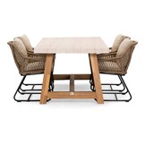 Velora/Portofino Sahara Dust dining tuinset | 4 personen | travertin + touw | 200cm