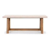 Velora/Tulum Sahara Dust dining tuinset | 4 personen | travertin + touw | 200cm