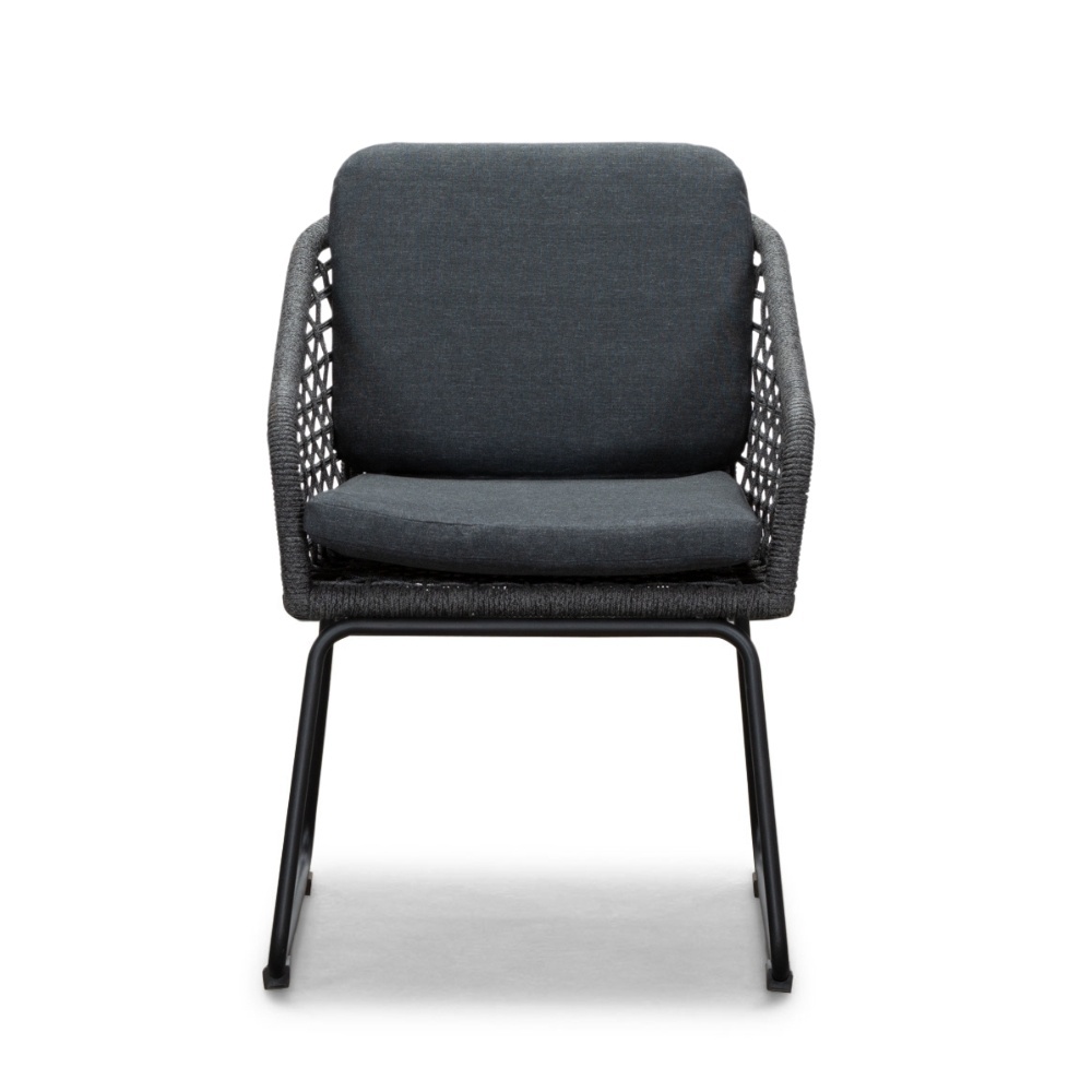 Velora/Tulum Lava Grey dining tuinset | 6 personen | travertin + touw | 250cm