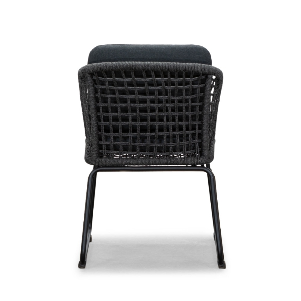 Velora/Tulum Lava Grey dining tuinset | 4 personen | travertin + touw | 200cm