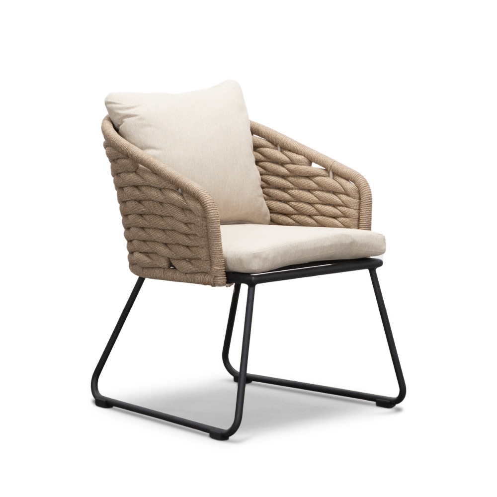 Velora/Ropera Sahara Dust dining tuinset | 4 personen | travertin + touw | 200cm