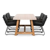 Velora/Harper Lava Grey dining tuinset | 6 personen | travertin + touw | 250cm