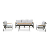 Lola dining stoel-bank loungeset 5 personen | aluminium + polywood | beige | 5-delig