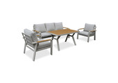 Lola dining stoel-bank loungeset 5 personen | aluminium + polywood | beige | 4-delig