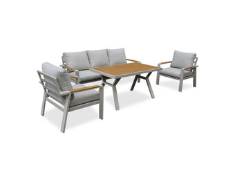 Lola dining stoel-bank loungeset 5 personen | aluminium + polywood | beige | 5-delig