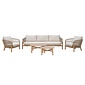 BUITEN living Braga stoel-bank loungeset 5 personen | touw + hardhout | zand | 5-delig