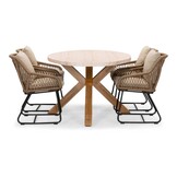 Lorento/Portofino Sahara Dust dining tuinset | 4 personen | travertin + touw | 200cm