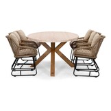 Lorento/Portofino Sahara Dust dining tuinset | 6 personen | travertin + touw | 240cm