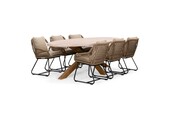 Lorento/Portofino Sahara Dust dining tuinset | 6 personen | travertin + touw | 240cm