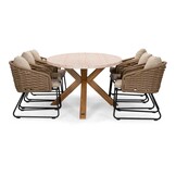 Lorento/Ropera Sahara Dust dining tuinset | 6 personen | travertin + touw | 240cm