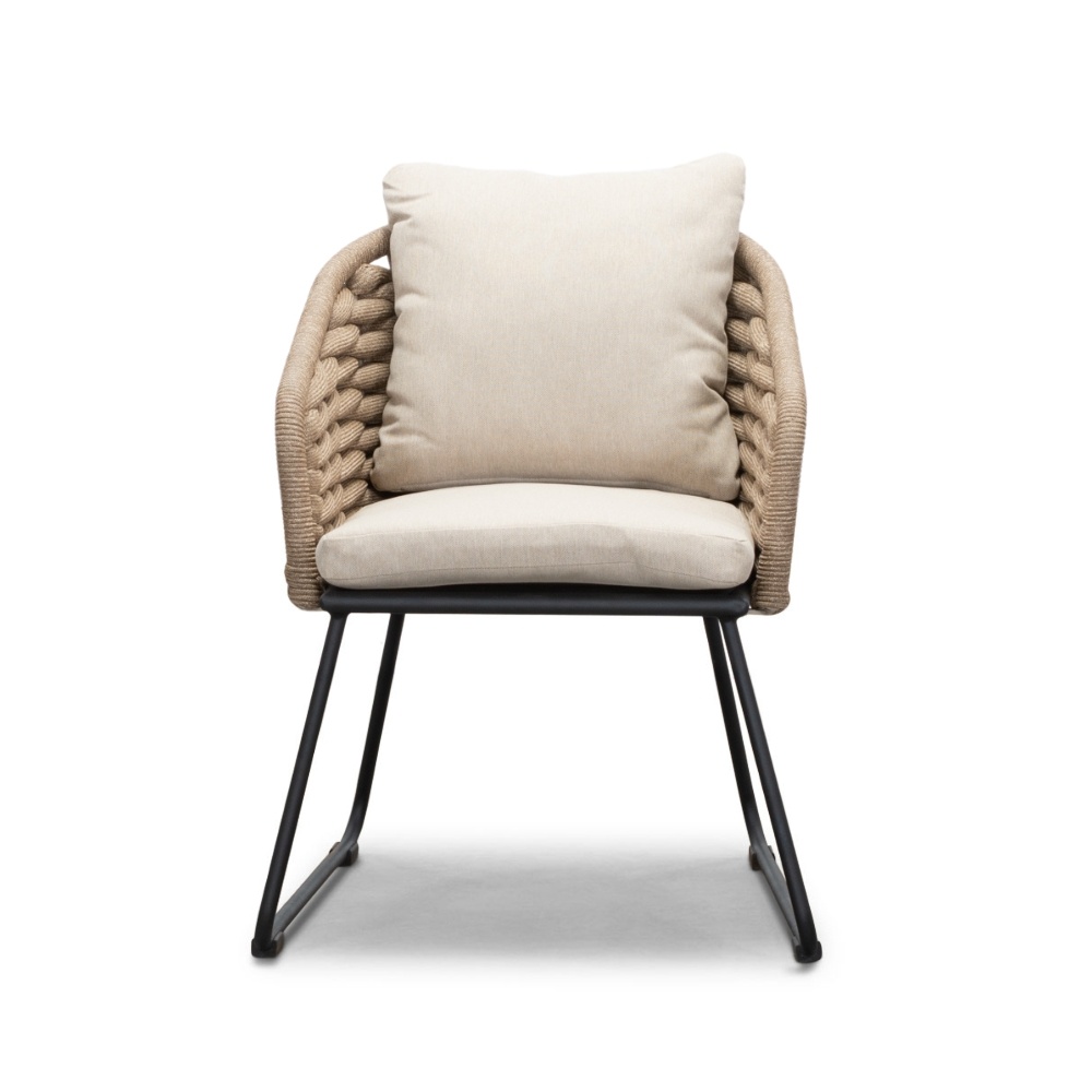 Lorento/Ropera Sahara Dust dining tuinset | 6 personen | travertin + touw | 240cm