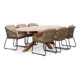 Lorento/Tulum Sahara Dust dining tuinset | 6 personen | travertin + touw | 240cm