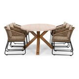 Lorento/Tulum Sahara Dust dining tuinset | 6 personen | travertin + touw | 240cm