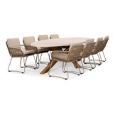 Lorento/Harper Sahara Dust dining tuinset | 8 personen | travertin + touw | 280cm