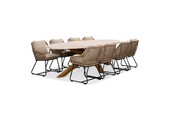 Lorento/Portofino Sahara Dust dining tuinset | 8 personen | travertin + touw | 280cm