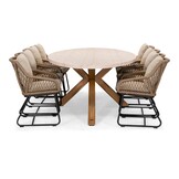 Lorento/Portofino Sahara Dust dining tuinset | 8 personen | travertin + touw | 280cm