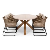 Lorento/Tulum Sahara Dust dining tuinset | 8 personen | travertin + touw | 280cm