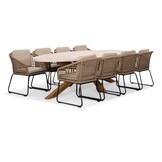 Lorento/Tulum Sahara Dust dining tuinset | 8 personen | travertin + touw | 280cm