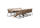 Lorento/Tulum Sahara Dust dining tuinset | 8 personen | travertin + touw | 280cm