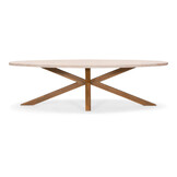 Lorento/Tulum Sahara Dust dining tuinset | 8 personen | travertin + touw | 280cm