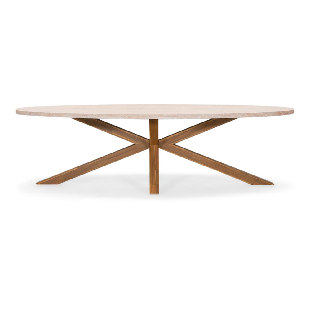 Lorento/Tulum Sahara Dust dining tuinset | 8 personen | travertin + touw | 280cm