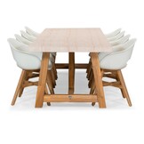 Velora/Karlstad wit dining tuinset | 8 personen | travertin + kunststof | 300cm